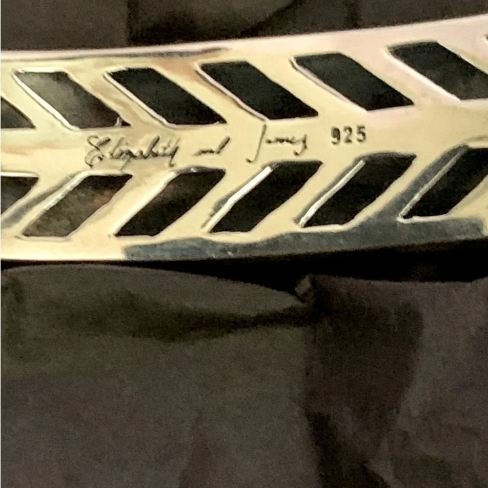 COPY - Elizabeth and James Textured Feather Stud Cuff bracelet sterling silver - Picture 4 of 11